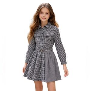 Zara Girls Black and Cream Gingham Shirt Dress Size 10